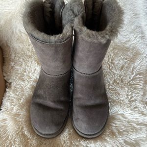UGG Bailey Bow II Boots, Grey, Like New; worn a handful of times.  $100
